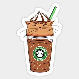 Cat and cappuccino Sticker